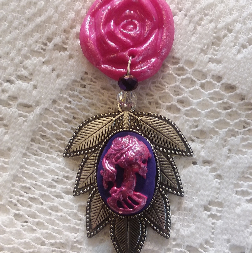 Gothic Skeleton Pendant Necklace & Earrings